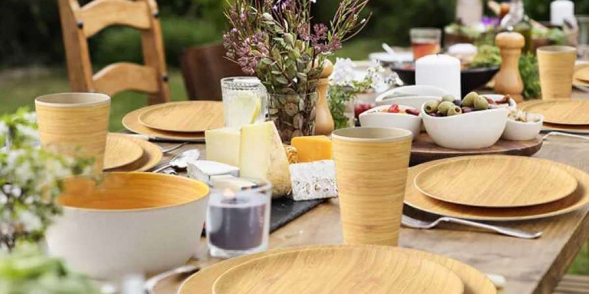 Lekoch - Bamboo dinnerware set, Bamboo plates and bowls