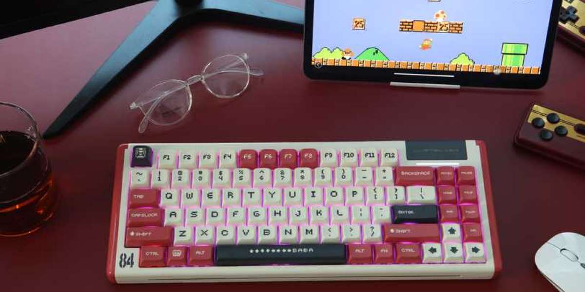 Red&white Classical Retro Hot Swapping RGB Wireless Mechanical Keyboard