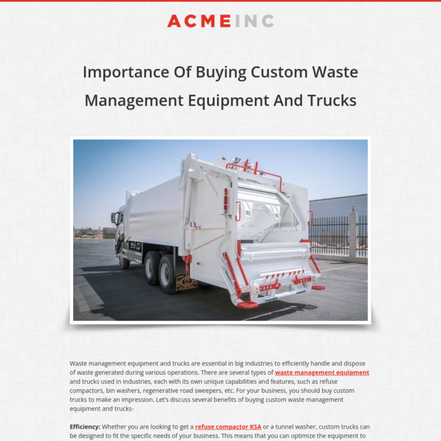 Importance Of Buying Custom Waste Management Equipment And Trucks