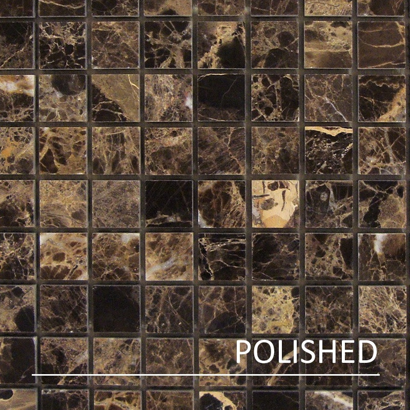 Dark Emperador Polished Mosaic Tiles - Authentic Stone