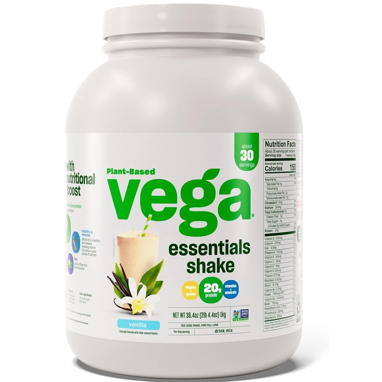 Vega Essentials Plant Based Protein Powder, Vanilla