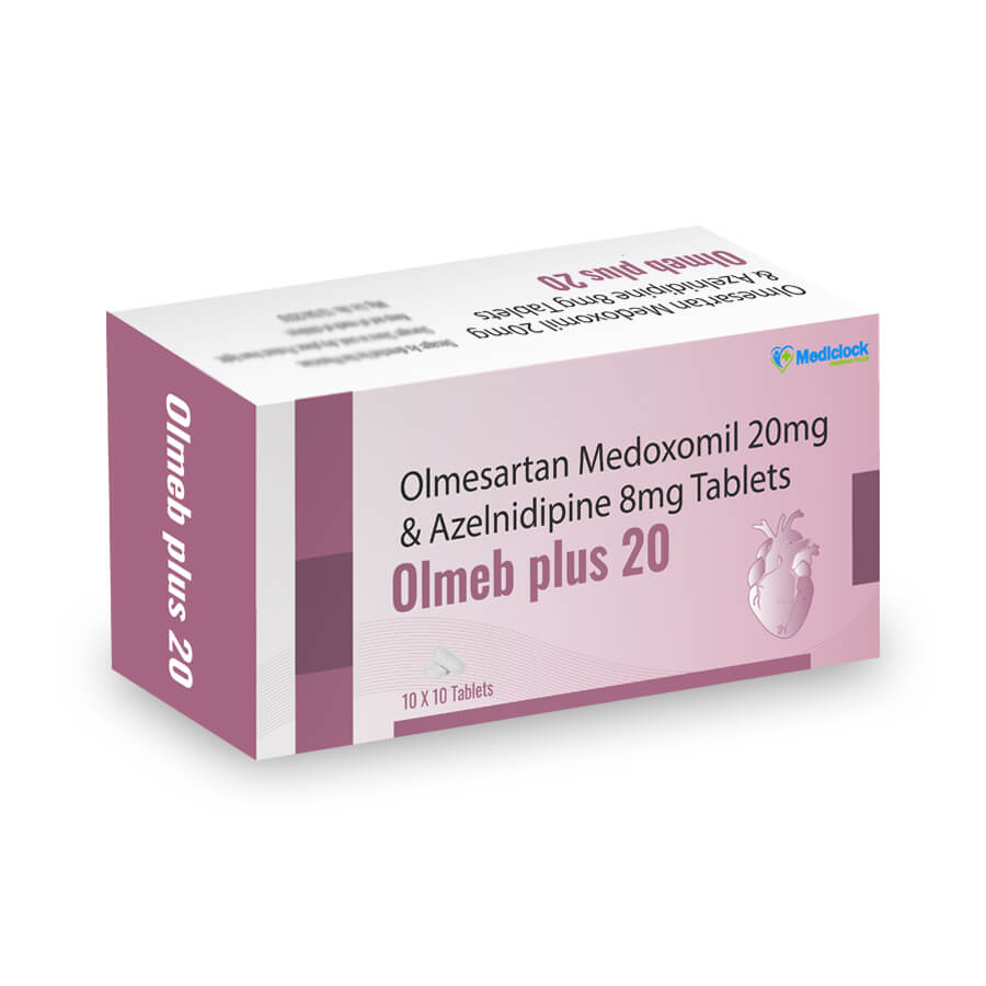 Olmesartan Medoxomil 20mg & Azelnidipine 8mg Tablets - Mediclock Healthcare