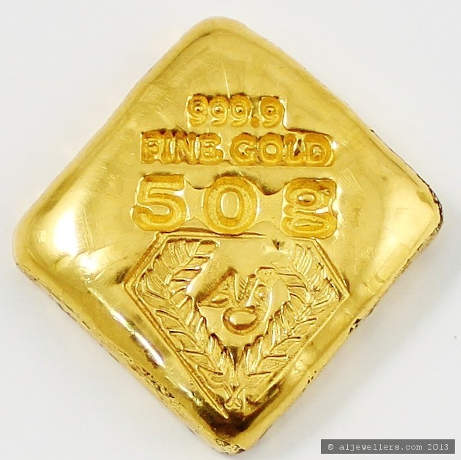 50g A1J 999.9 Fine Gold Bar Casted - Bullion & Storage