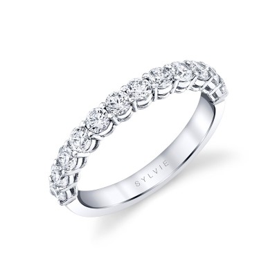 14k white gold shared prong band Profile Picture