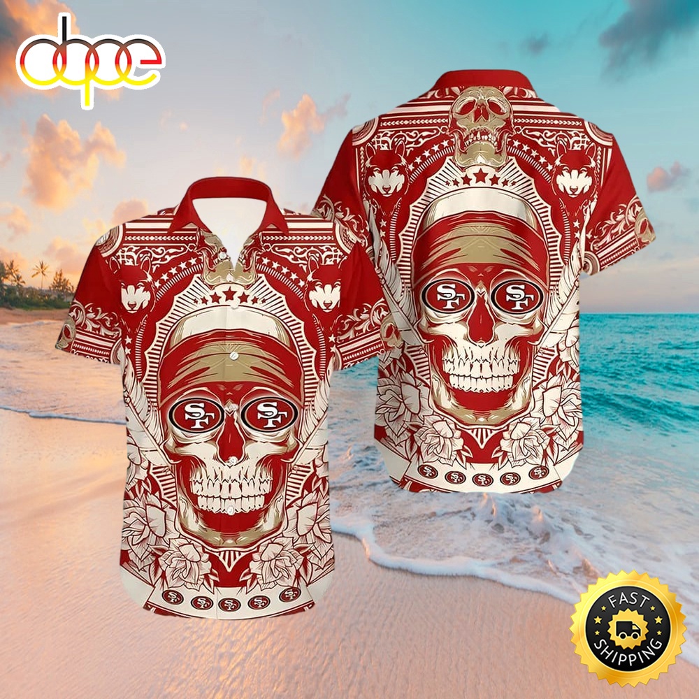 NFL San Francisco 49ers Logo 2024 In Eyes Skull Hawaiian Shirt – Musicdope80s.com