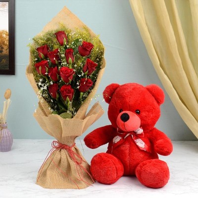 Jute Bouquet of Roses & Teddy OyeGifts Profile Picture