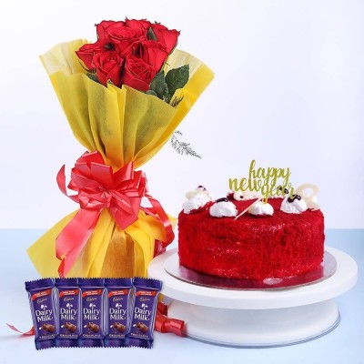 8 Red Roses And Red Velvet Cake Yuvaflowers Profile Picture