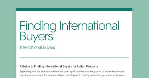 Finding International Buyers  | Smore Newsletters